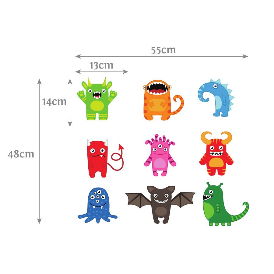 Monster wall stickers | Space wall stickers (Dimensions) | Stickerscape | UK