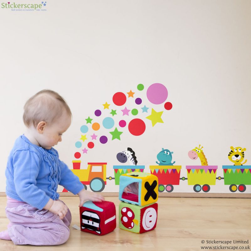 Jungle animals train wall sticker | Jungle wall stickers | Stickerscape | UK