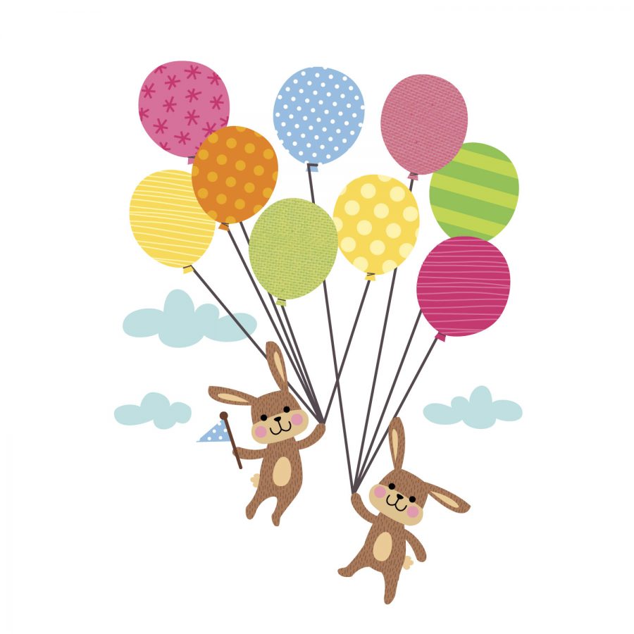 Bunnies with balloons wall sticker | Nursery wall stickers | Stickerscape | UK