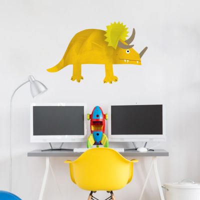Triceratops wall sticker (Large - Yellow) is a great little accessory to a child's room to add a dinosaur theme