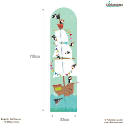 Pirate height chart wall sticker with dimensions