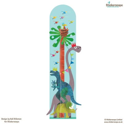 Dinosaur height chart wall sticker on white background