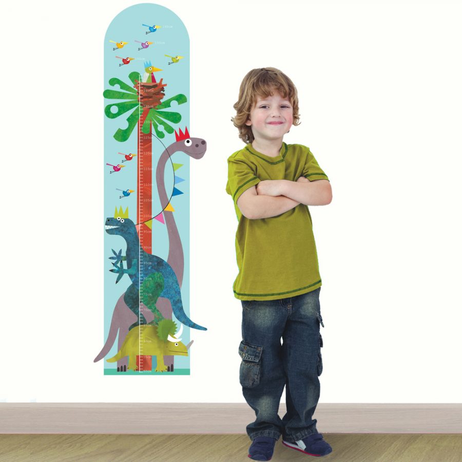 Dinosaur height chart wall sticker by Kali Stileman perfect for decorating a dinosaur themed toddler room