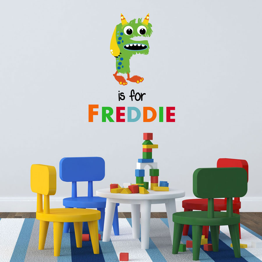 Personalised monster monogram wall sticker perfect for adding a personalised design to your little monster's bedroom or playroom!