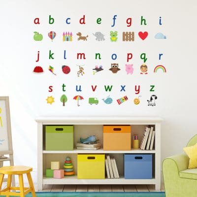 Illustrated alphabet wall sticker (Large) is a great addition to a playroom, bedroom or school and is a great way for your child to learn the alphabet