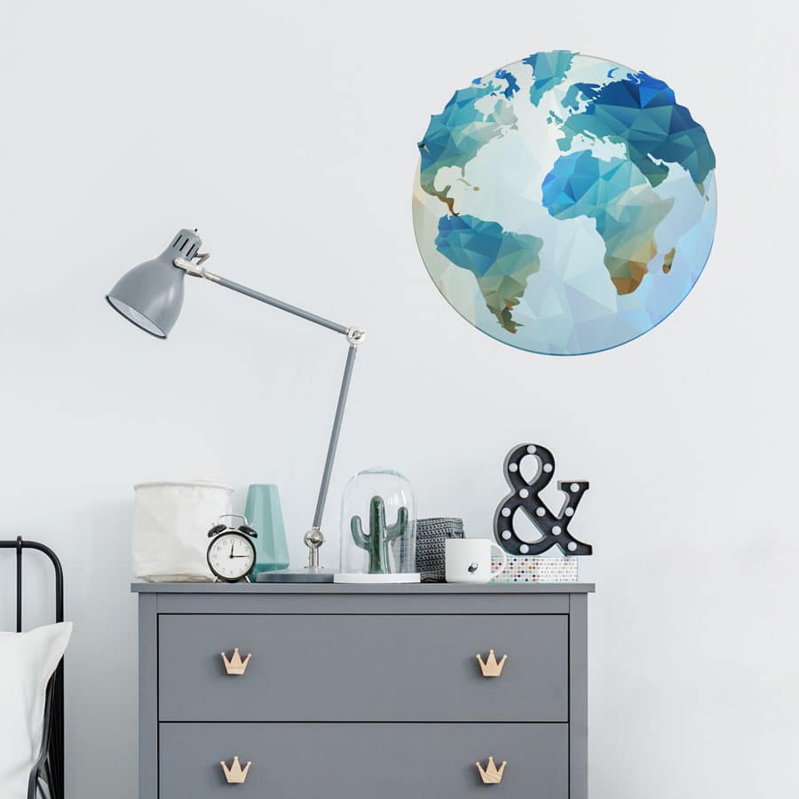 Globe wall sticker (Option 1) in large size perfect for decorating a bedroom or playroom with a travel theme