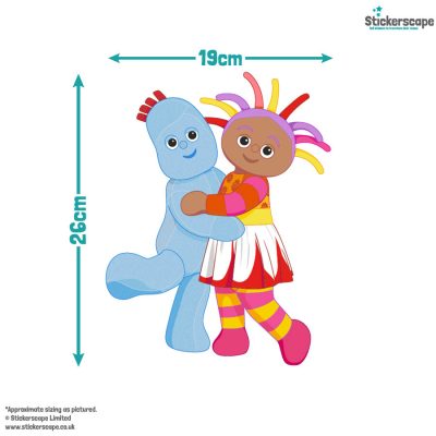 Igglepiggle and Upsy Daisy Hug window sticker size guide