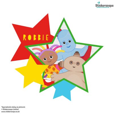 Personalised In the Night Garden Star window sticker on white background