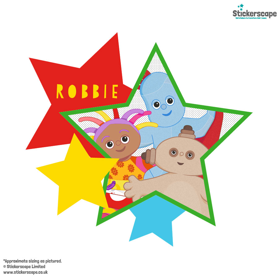 Personalised In the Night Garden Star window sticker on white background