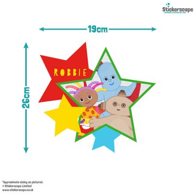 Personalised In the Night Garden Star window sticker size guide