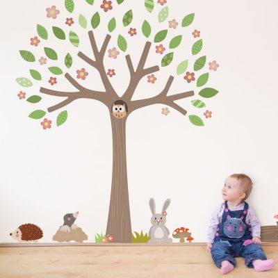 Woodland Tree with blossom and woodland critters wall stickers | Woodland Friends | Stickerscape | UK