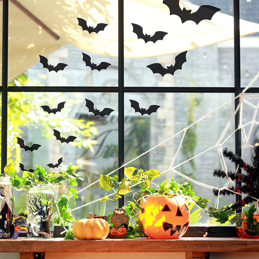 Bat window sticker pack (Option 1) is a perfect way to decorate your home with a Halloween theme