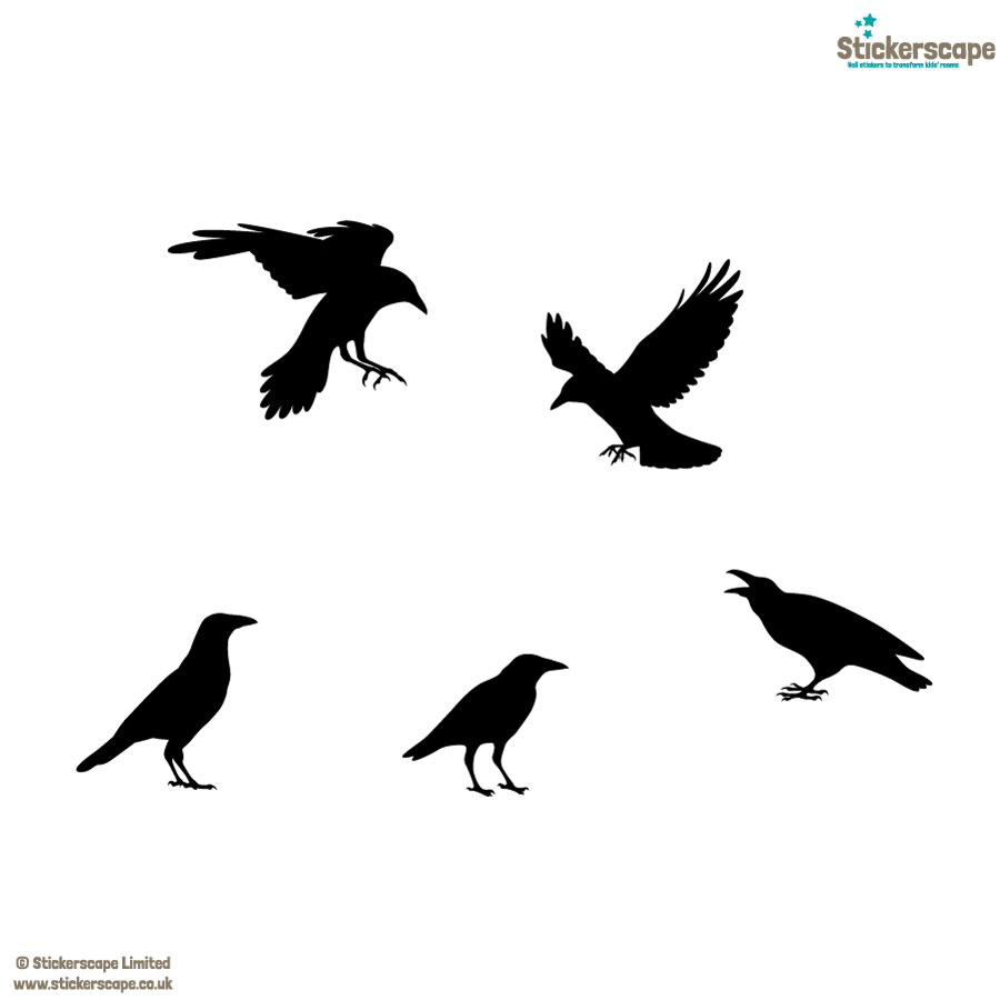 Crow window sticker pack on a white background