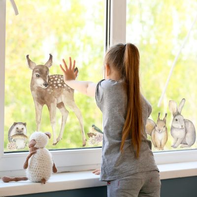 Woodland Animals Window Stickers (Large) | Autumn Window Stickers | Stickerscape