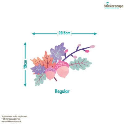 oak branch window sticker , Autumn window stickers. pastel colourful branch with acorns and leaves.