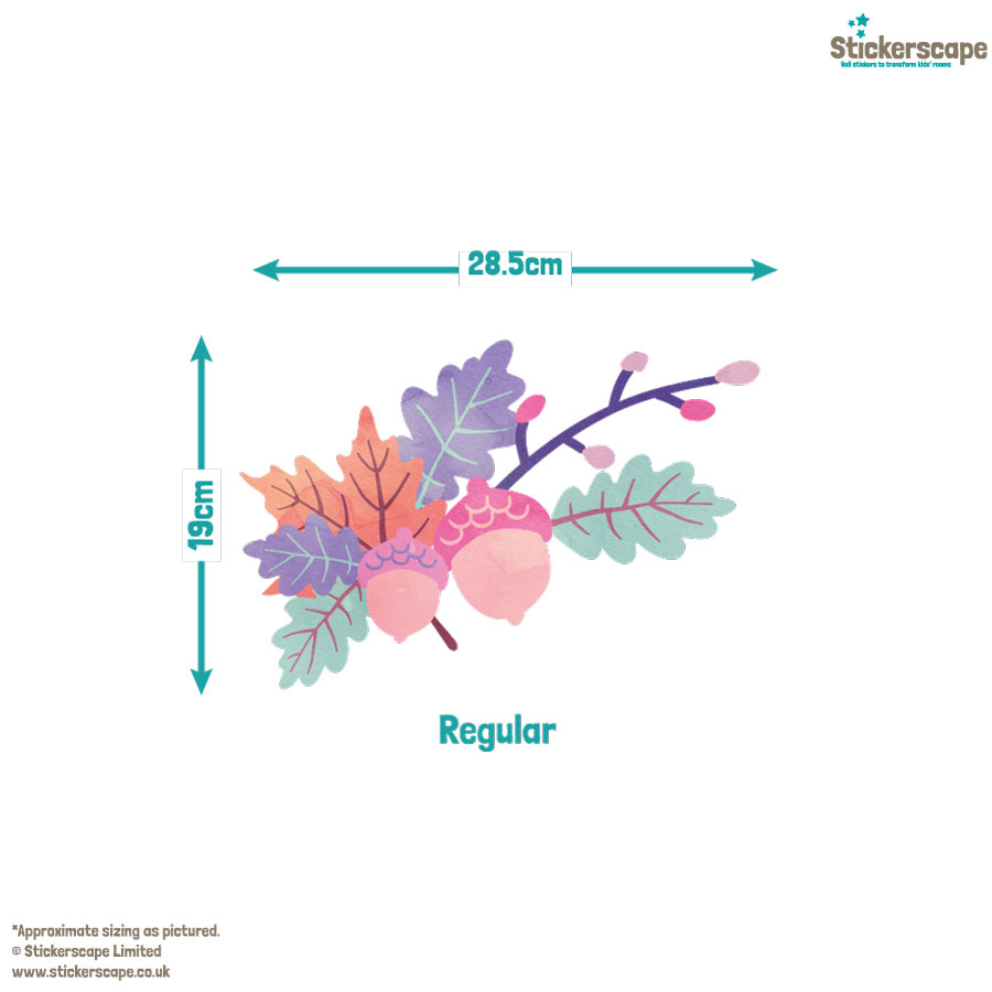 oak branch window sticker , Autumn window stickers. pastel colourful branch with acorns and leaves.