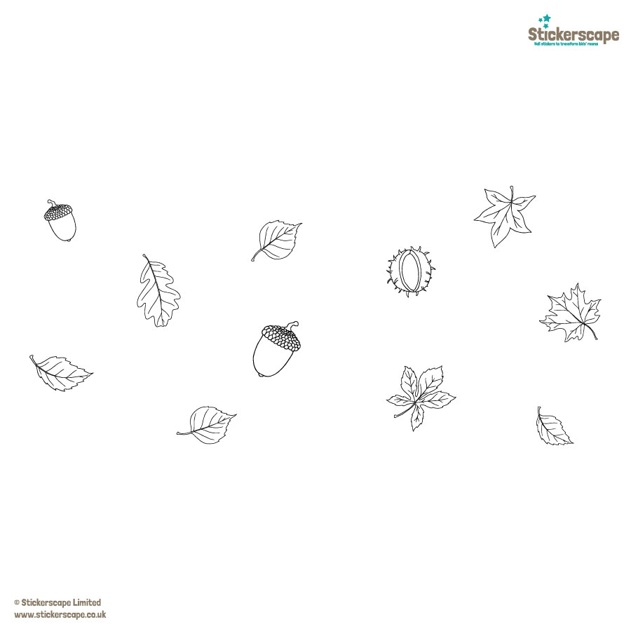 Autumn Leaves Colour-in Window Stickers, Autumn Window Stickers