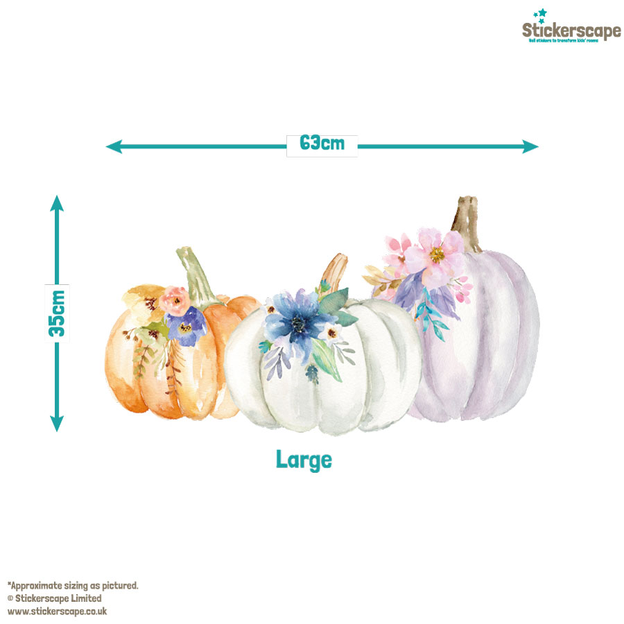 Floral Watercolour Pumpkins Window Sticker (Option 1) | Autumn Window Stickers | Stickerscape