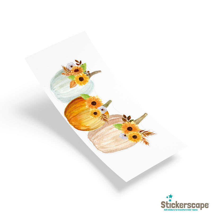 Floral Watercolour Pumpkins Window Sticker (Option 2) | Autumn Window Stickers | Stickerscape