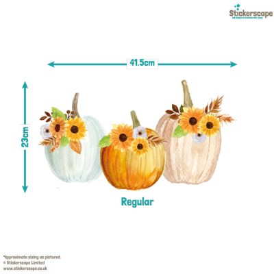 Floral Watercolour Pumpkins Window Sticker (Option 2) | Autumn Window Stickers | Stickerscape