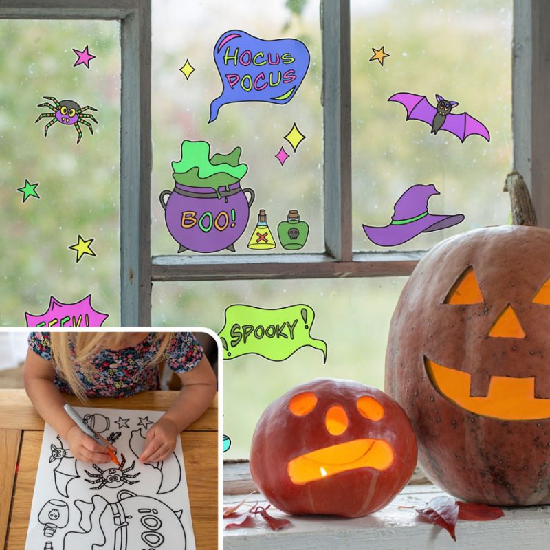 Spooky Witch Colour-in Window Sticker Pack | Halloween Window Stickers | Stickerscape