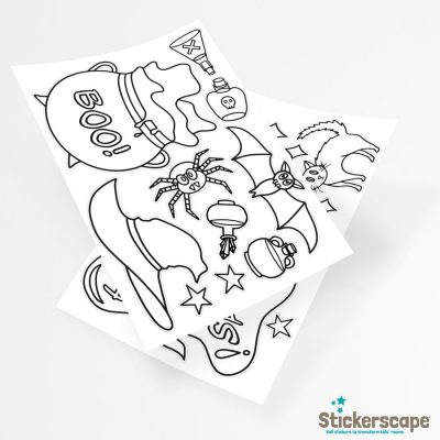 Spooky witch Colour-in Window Sticker Pack, Halloween Window Stickers