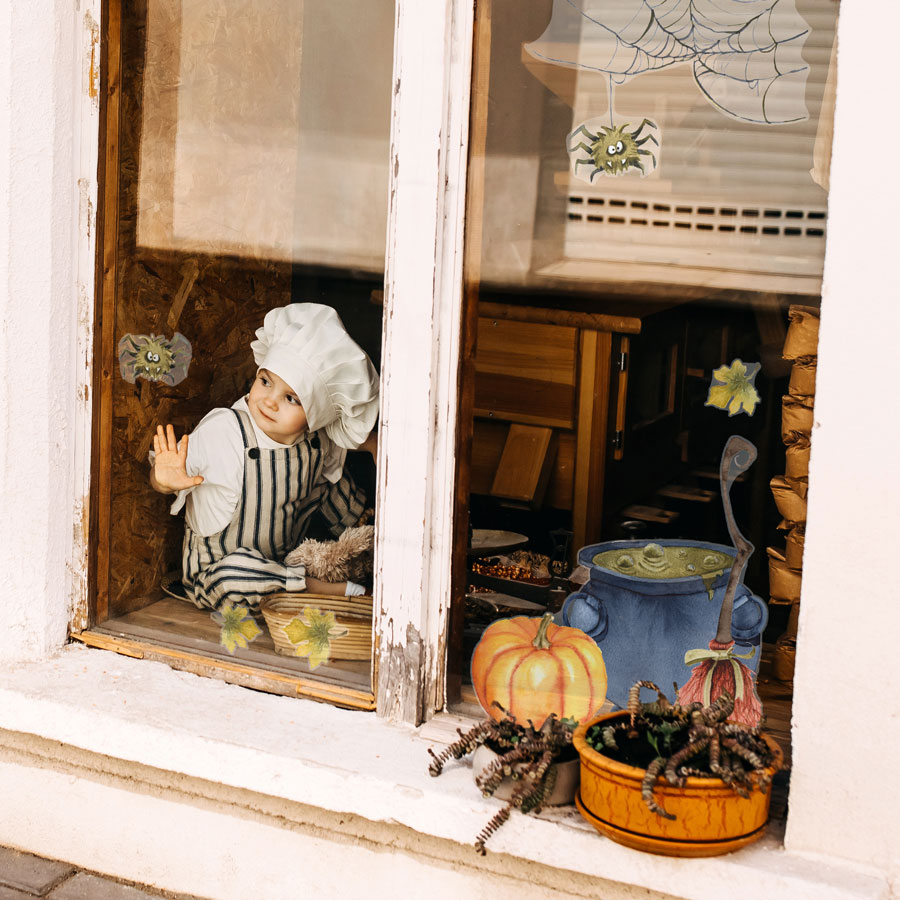 Spider Web and Cauldron Window Sticker, Halloween Window Stickers.