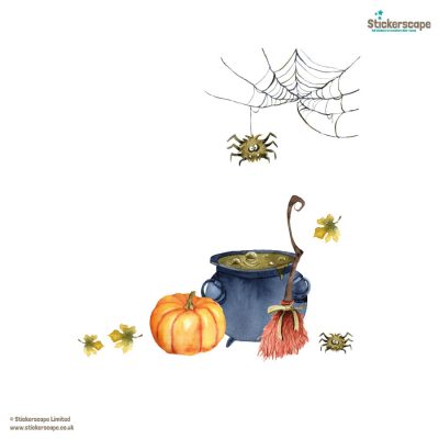 Spider Web and Cauldron Window Sticker | Halloween Window Stickers | Stickerscape