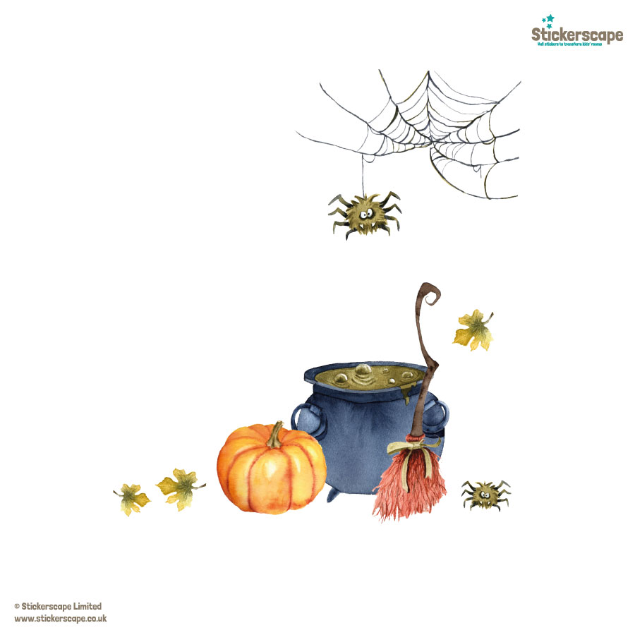 Spider Web and Cauldron Window Sticker | Halloween Window Stickers | Stickerscape