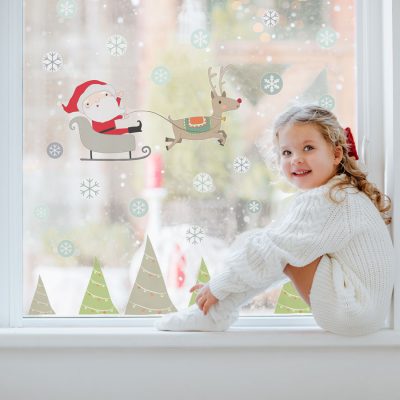 Santa Snow Globe Scene Window Sticker | Christmas Window Stickers | Stickerscape