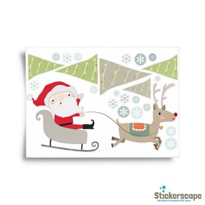 Santa Snow Globe Scene Window Sticker | Christmas Window Stickers | Stickerscape