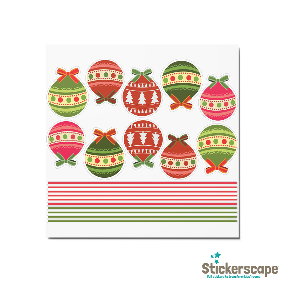 Christmas Bauble Window Stickers (Option 1) | Christmas Window Stickers | Stickerscape