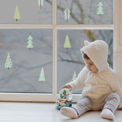 Christmas tree window stickers perfect for creating a festive theme in your childs bedroom