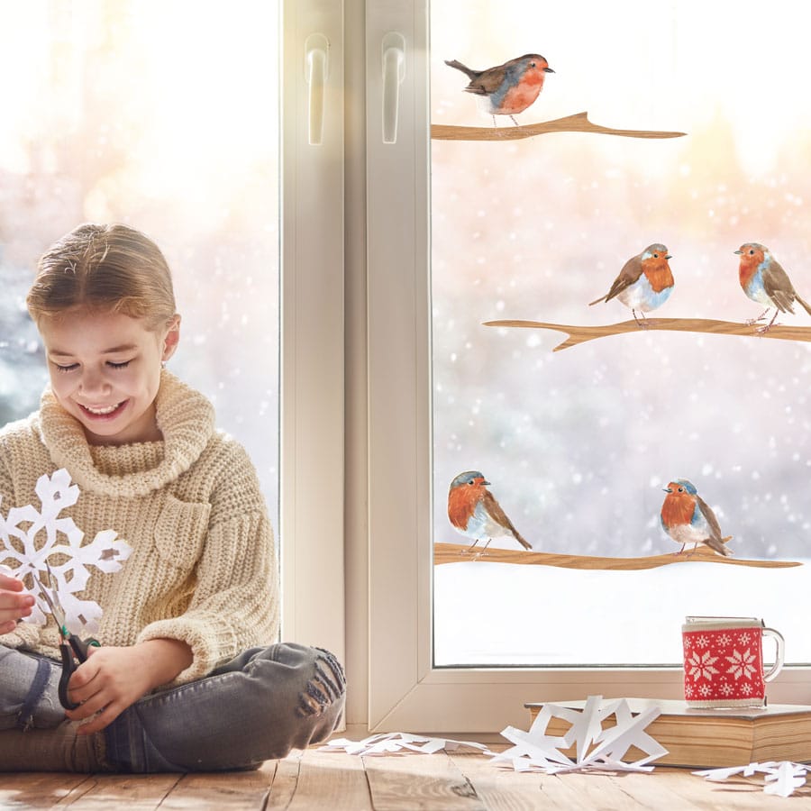 Christmas robins window stickers perfect for creating a festive scene and decorate your windows this Christmas