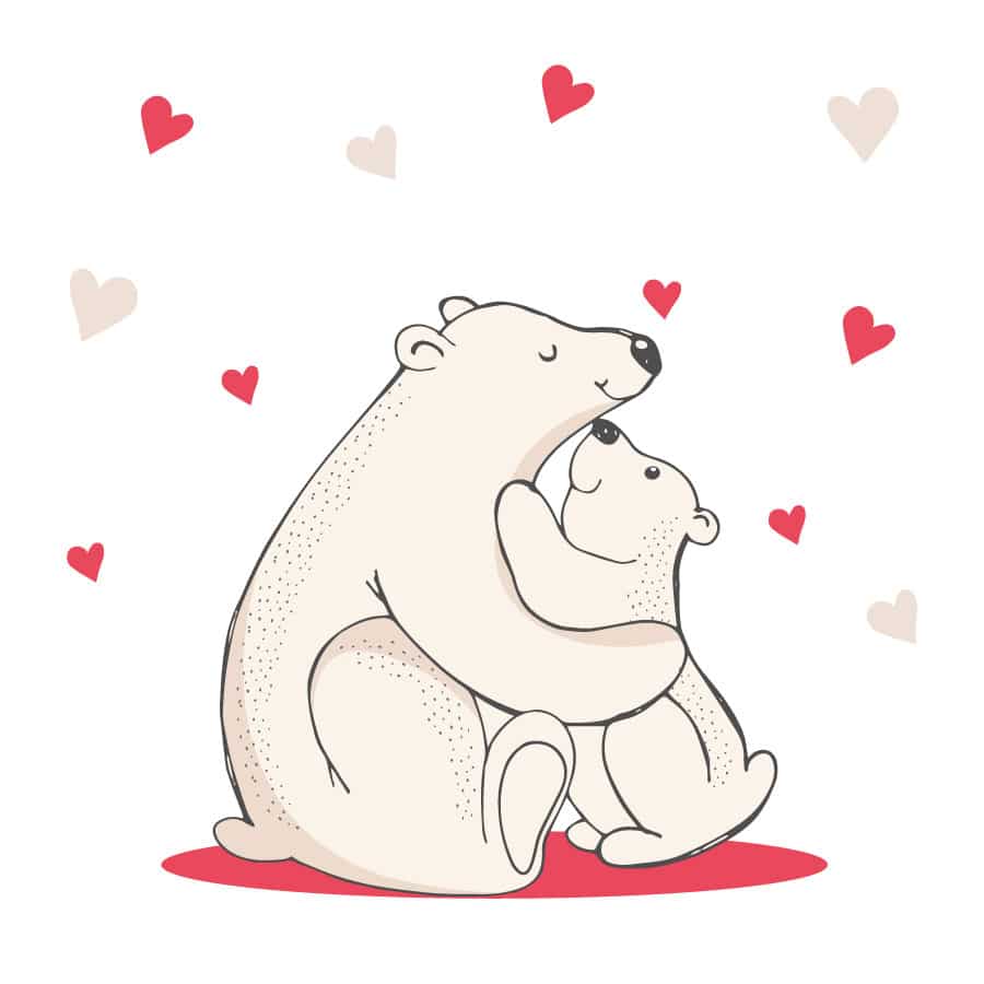 Polar bears hug window sticker | Christmas window stickers Stickerscape