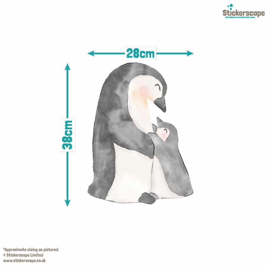 Watercolour Penguin Hug window stickers | Christmas Window Sticker | Stickerscape | UK
