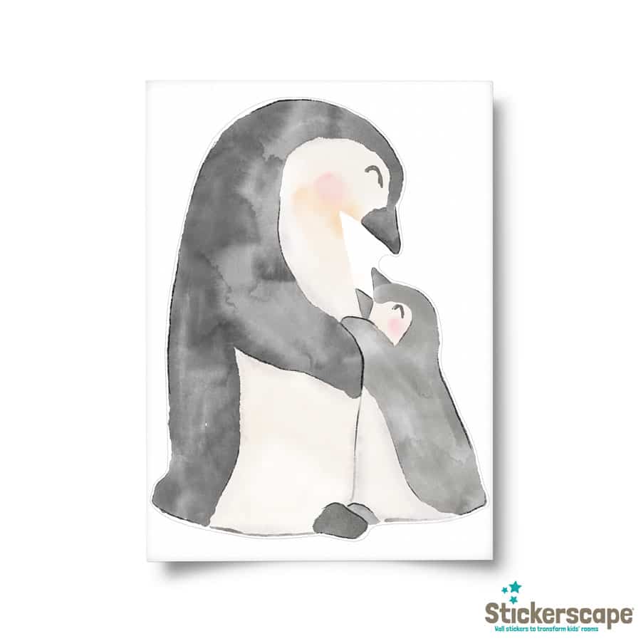 Watercolour Penguin Hug window stickers | Christmas Window Sticker | Stickerscape | UK