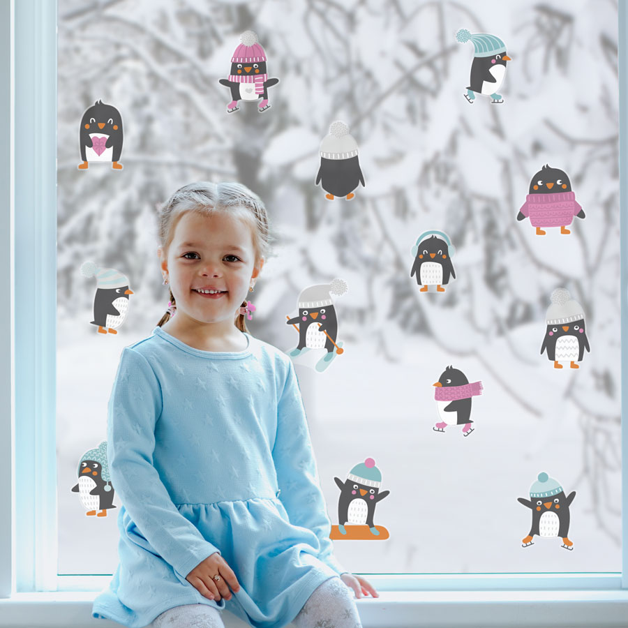 Fun Penguin Window Stickers | Christmas Window Stickers | Stickerscape