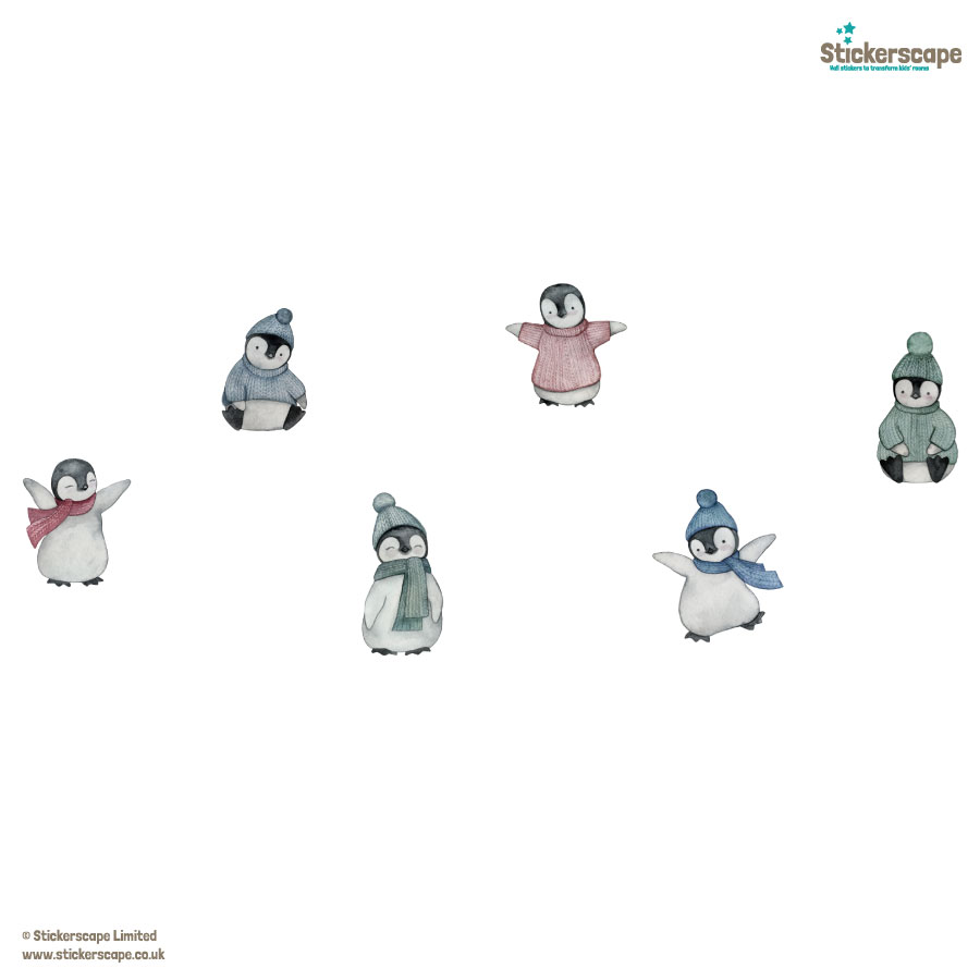 Watercolour Penguin Window Stickers | Christmas Window Stickers | Stickerscape