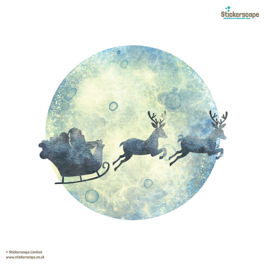 Sleigh and Moon Window Sticker | Christmas Window Stickers | Stickerscape
