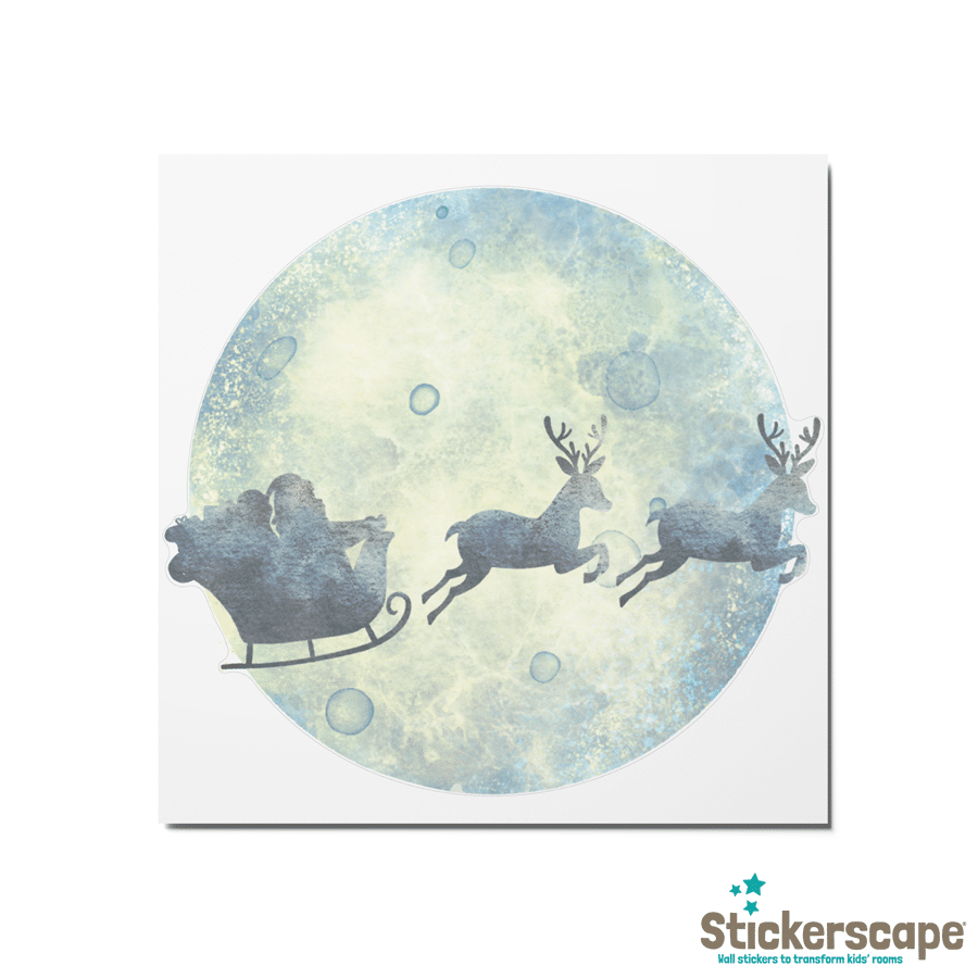 Sleigh and Moon Window Sticker | Christmas Window Stickers | Stickerscape