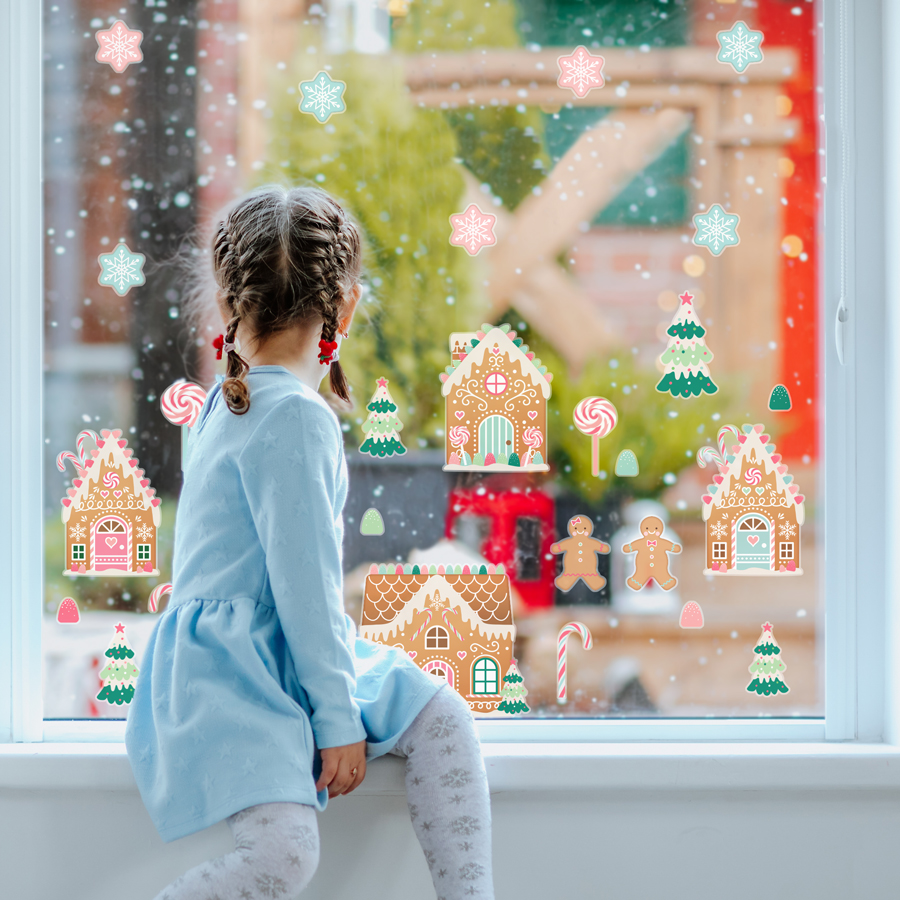 Christmas Gingerbread Village Window Sticker Pack | Christmas Window Stickers | Stickerscape