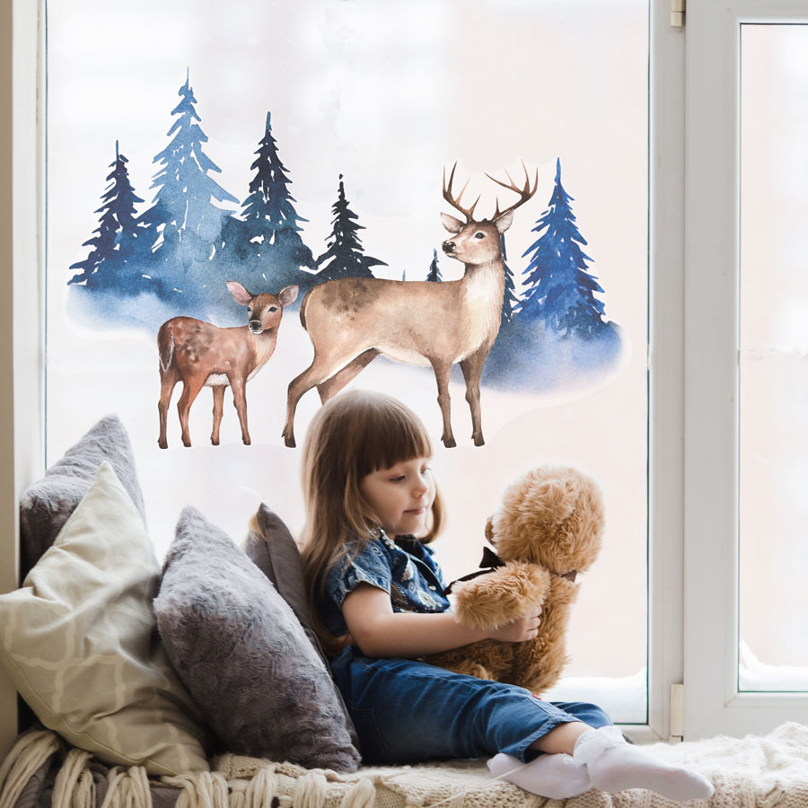 Forest Reindeer Window Sticker | Christmas Window Stickers | Stickerscape