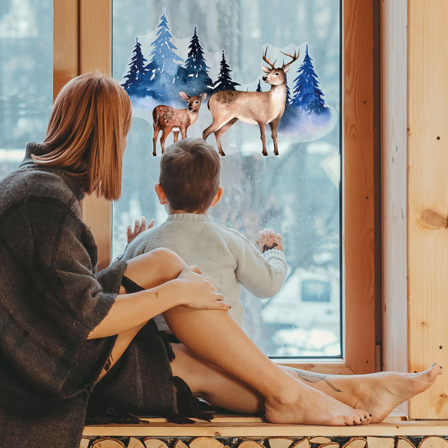 Forest Reindeer Window Sticker | Christmas Window Stickers | Stickerscape