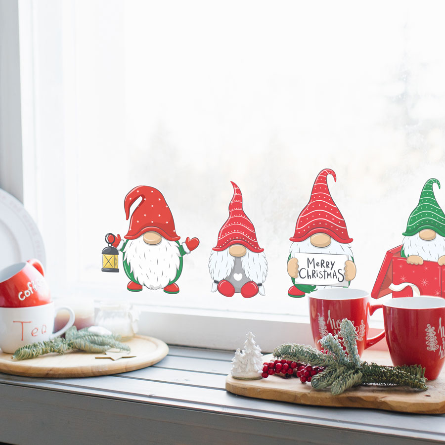 Christmas Gnomes Window Sticker | Christmas Window Stickers | Stickerscape