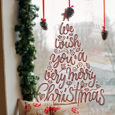 Merry Christmas Tree Window Sticker | Christmas Window Stickers | Stickerscape