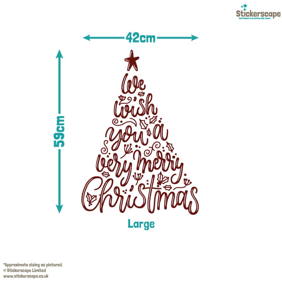 Merry Christmas Tree Window Sticker | Christmas Window Stickers | Stickerscape
