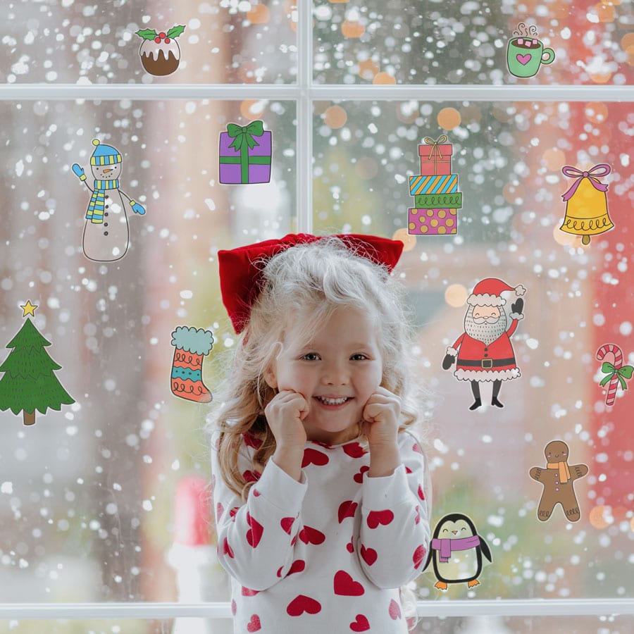 Christmas Colour-in Window Sticker Pack | Christmas Window Stickers | Stickerscape