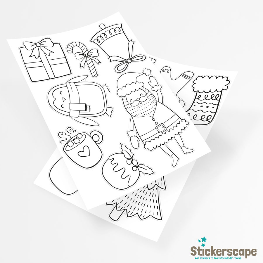 Christmas Colour-in Window Sticker Pack | Christmas Window Stickers | Stickerscape