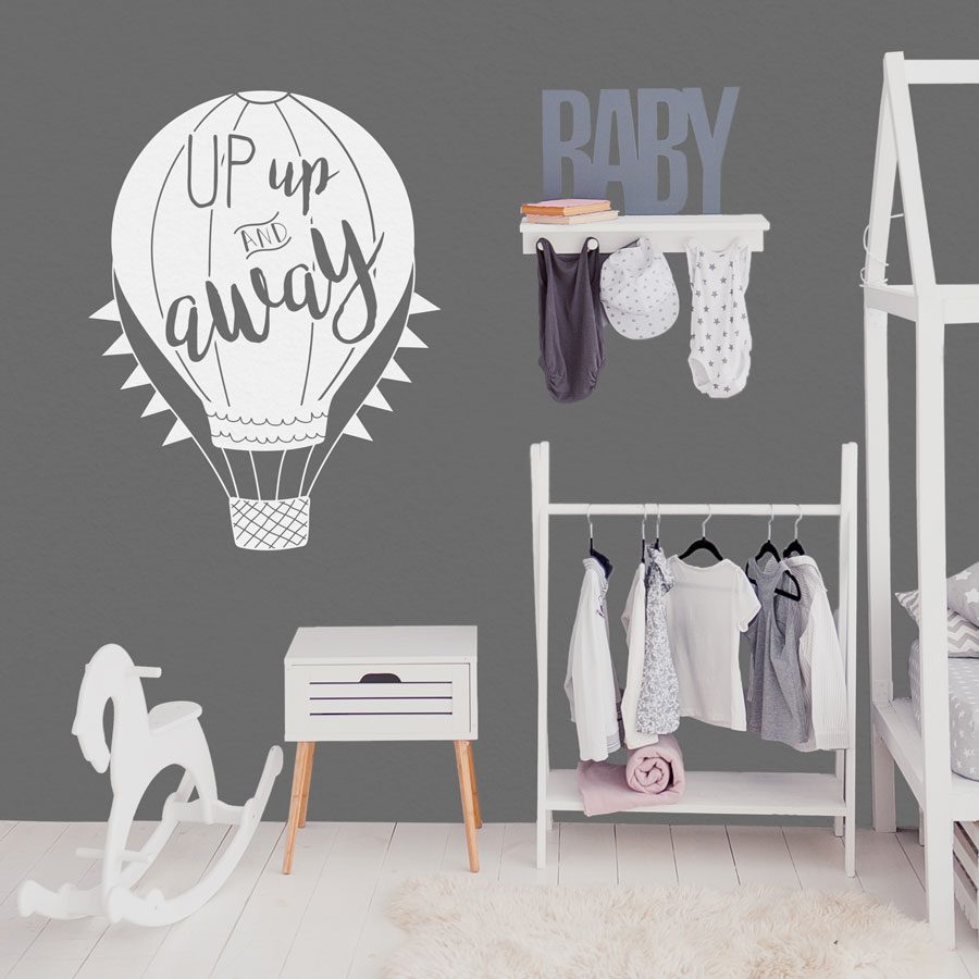 Up up and away hot air balloon wall stickerQuote wall sticker 